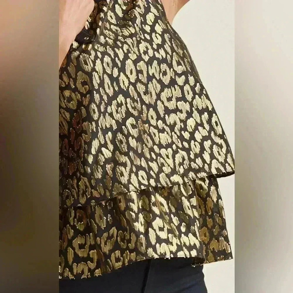 Gold and Black Top with ruffle top size 6 - Picture 15 of 16